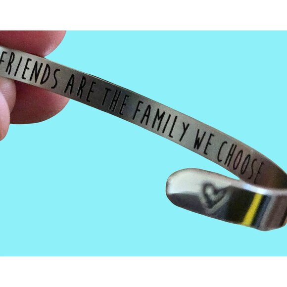 Joycuff Stainless Steel Cuff Bracelet - 'Friends Are The Family We Choose' - Picture 3 of 4